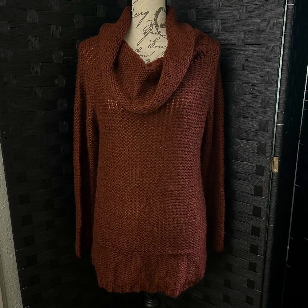 Daytrip SMALL Cowl Neck Knit ORANGE Long Sleeve Cozy Soft Sweater